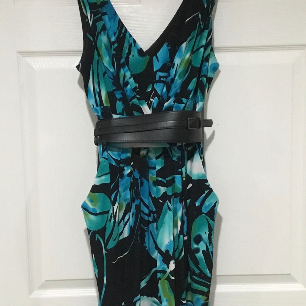 Bisou Bisou Blue Sheath Cocktail Dress V-Neck Sleeveless